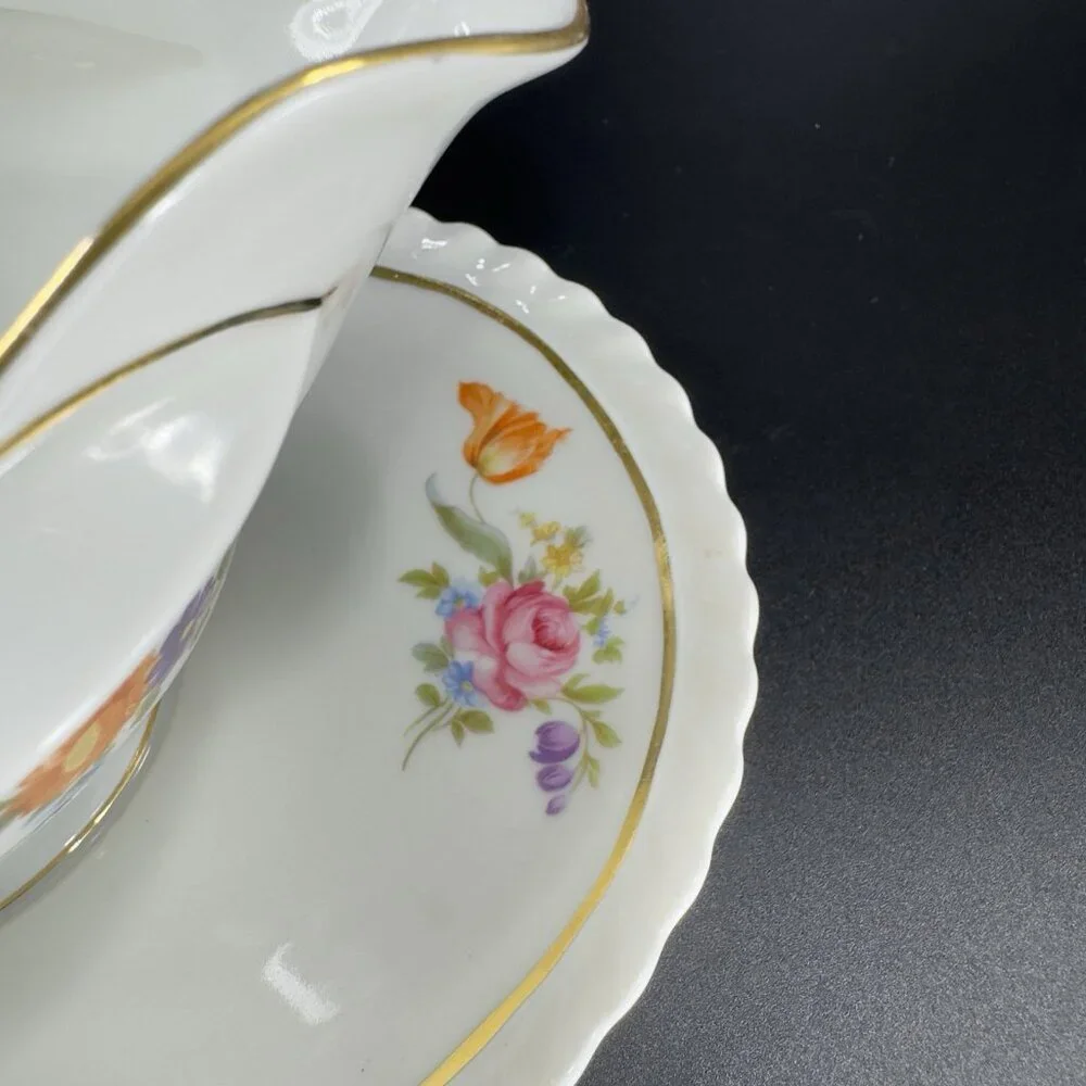 Vintage K&A Krautheim Selb Bavaria Porcelain‎ Sauce Bowl Gravy Boat With Handles